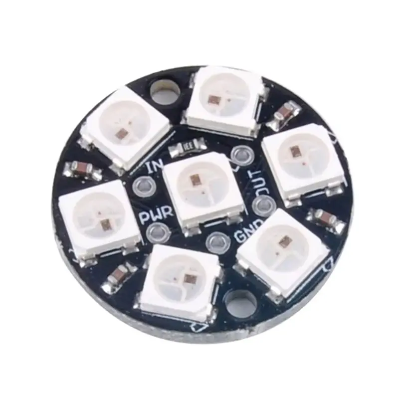 【한정 재고】드라이버 보드가 통합된 RGB LED 링 램프-WS2812B 5050 Arduino Raspberr용 10PCS 7비트 단일 와이어 제어