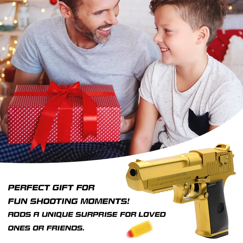 Continuous Shot Mechanical Auto Desert Eagle Airsoft Toy Gun Ejecting Shells Soft Bullets Kids Outdoor Target Game