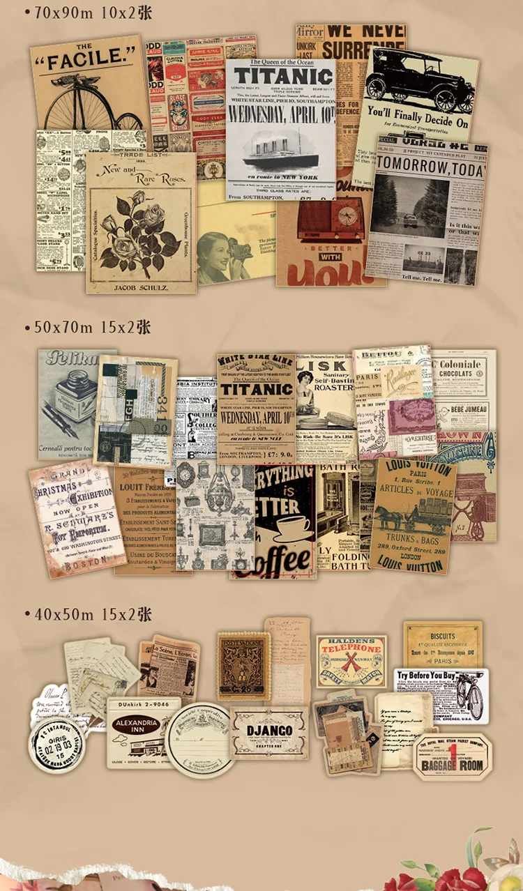100 teile/paket Vintage Memo Papier Set DIY Scrapbooking Schule Liefert Dekor Junk Journal Kennzeichnung Kreative Schreibwaren Notizen Papier – Detail 10