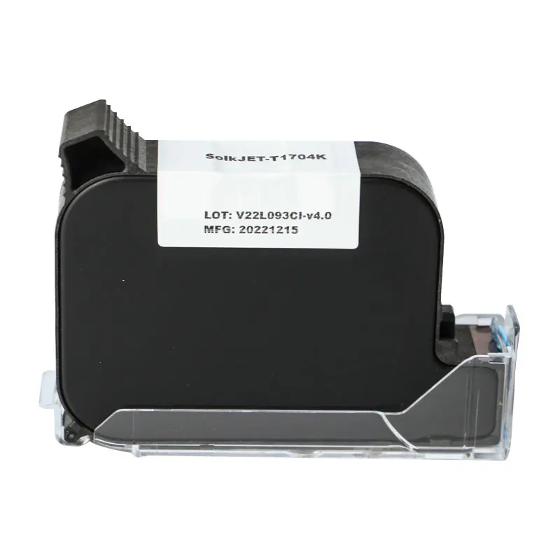 SolkJET-T1704K TIJ Inkjet Printer Solvent Black Ink Cartridge 12.7mm SolkJET 1704K