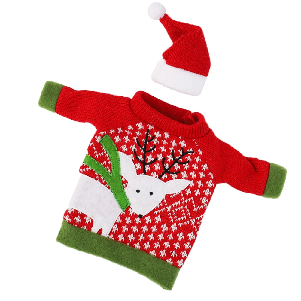 

Christmas Bottle Bag Cartoon Pouch Decorations Cover Gift Flannel Decorative