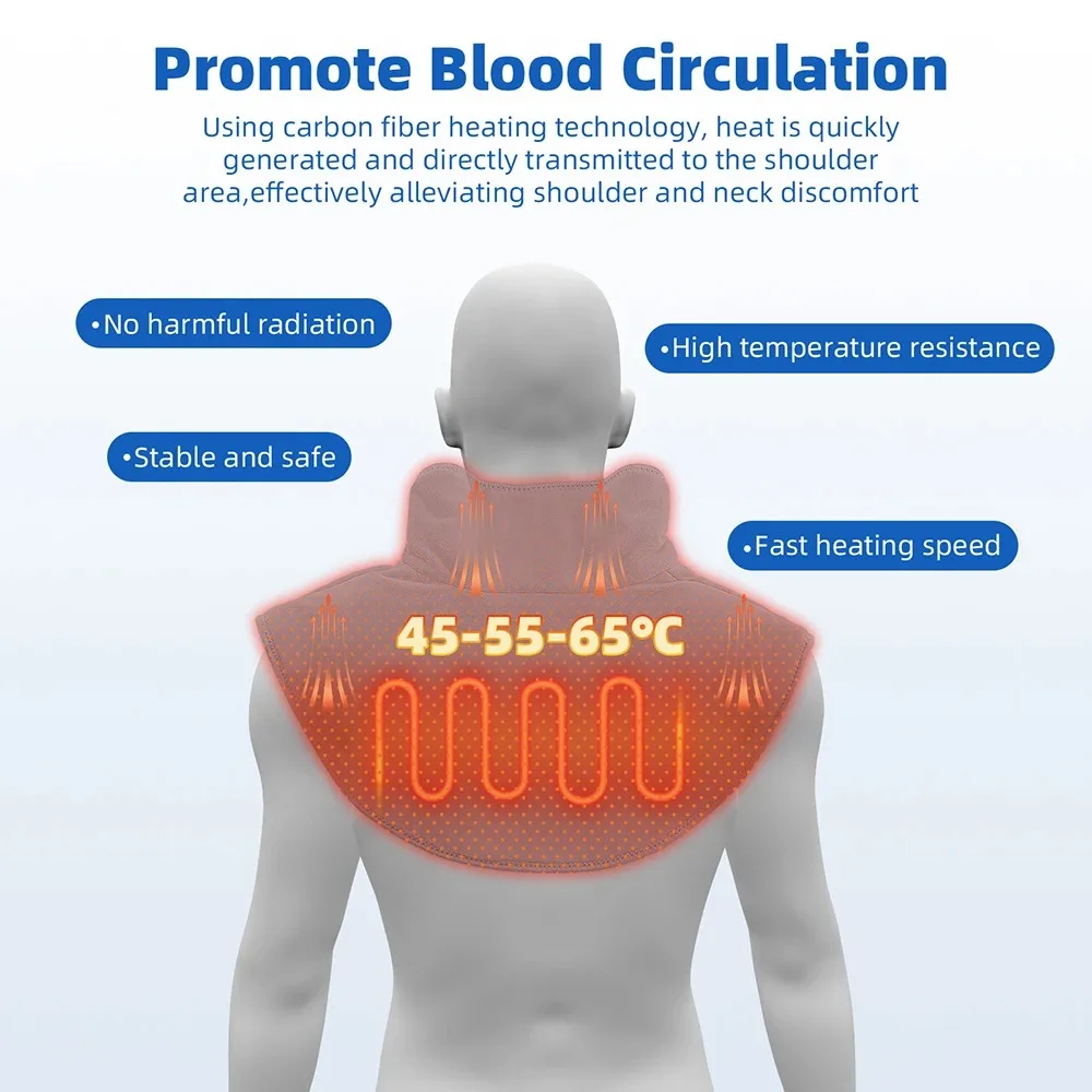 Electric Heating Shoulder Neck Pad 3-Gear Thermal Compress Neck Massage Shawl Shoulder Neck Back Relax Brace for Fitness Sports