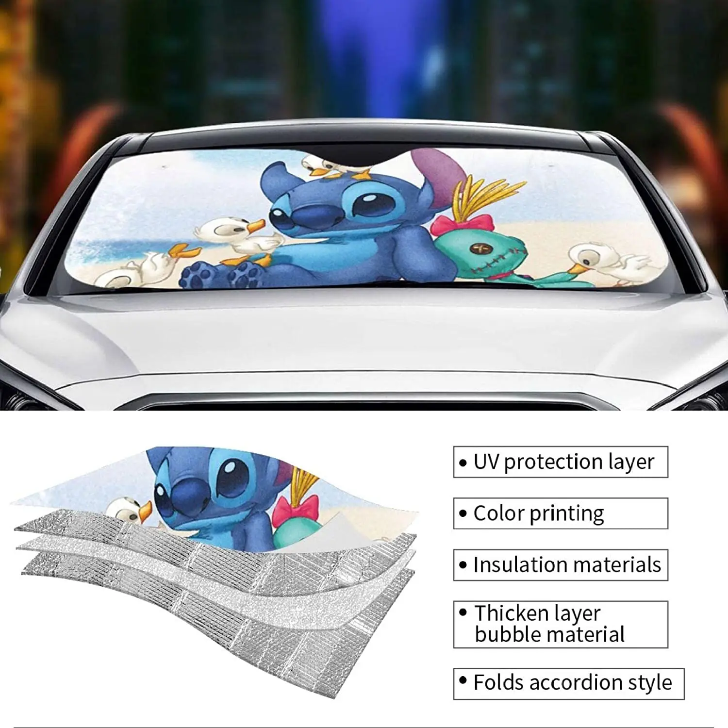 Seitliche Sonnenblenden Für Auto | Mit Stitch-Motiv Für Kinder