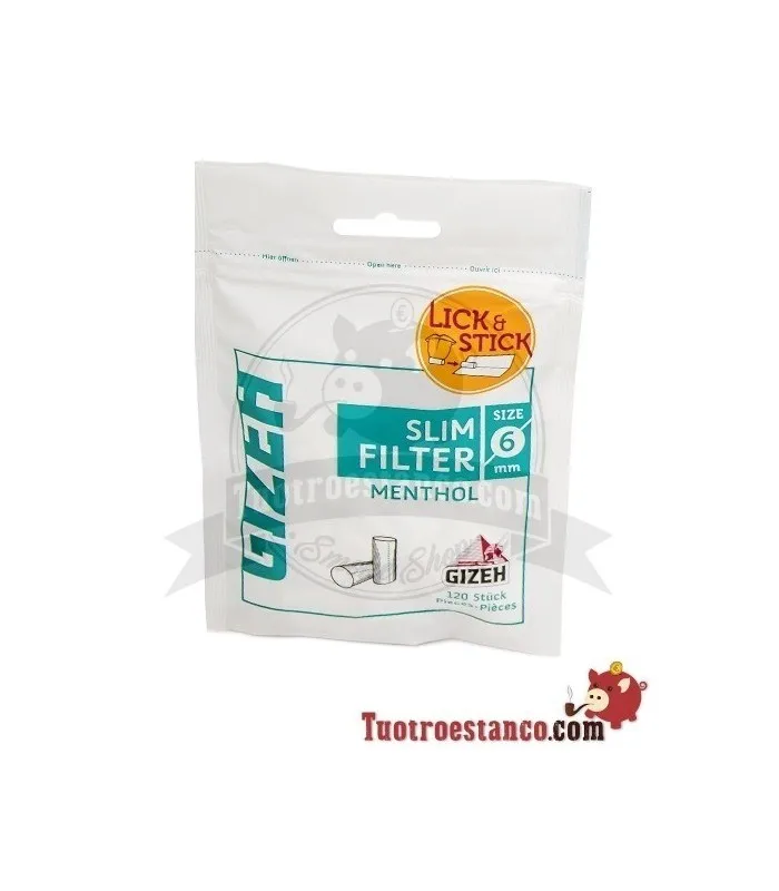 GIZEH FILTROS SLIM MENTHOL 6mm (bolsa x 120)