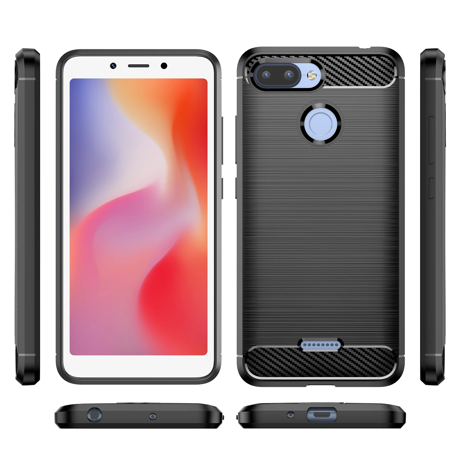 Durable Carbon Fiber Shockproof Phone Case with Flexible Bumper