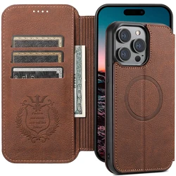 SUTENI Wireless Charging Leather Flip Cover Wallet Phone Case with Card Holder for iPhone 18 Pro Max (Brown)