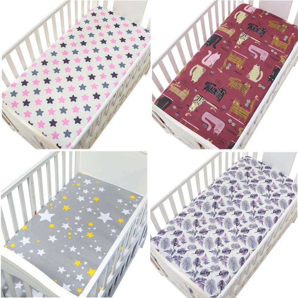 130cm*70cm 100 Cotton Crib Fitted Sheets Soft Baby Bed Mattress Covers