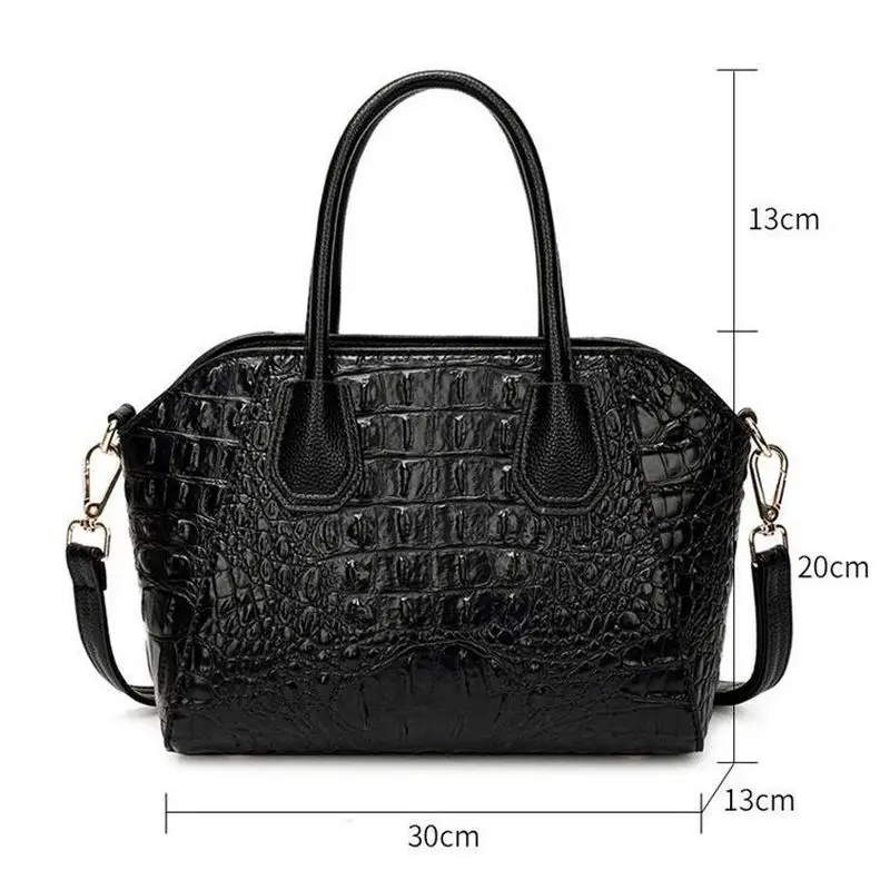 High Quality Vintage Hand Bags for Women Pu Leather Crocodile Pattern Fashion Elegant HandBags Ladies European American Style