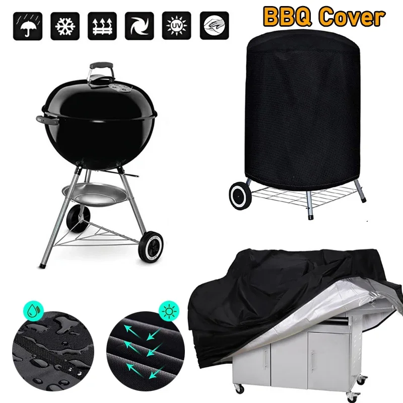 BBQ Grill Barbeque Cover Anti-Dust Waterproof Weber Heavy Duty Charbroil BBQ Cover Outdoor Rain Protective Barbecue Cover 2