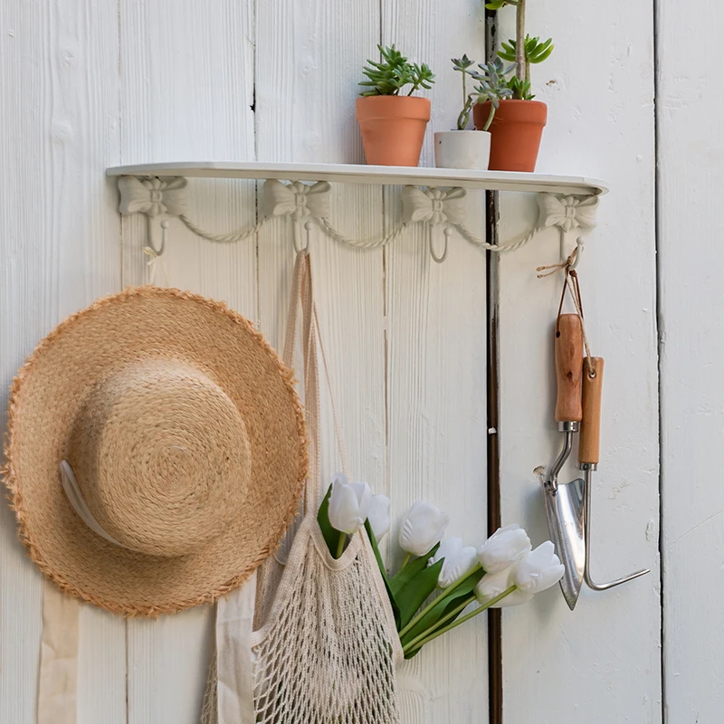 

Pastoral bow shape row hook shelf garden balcony