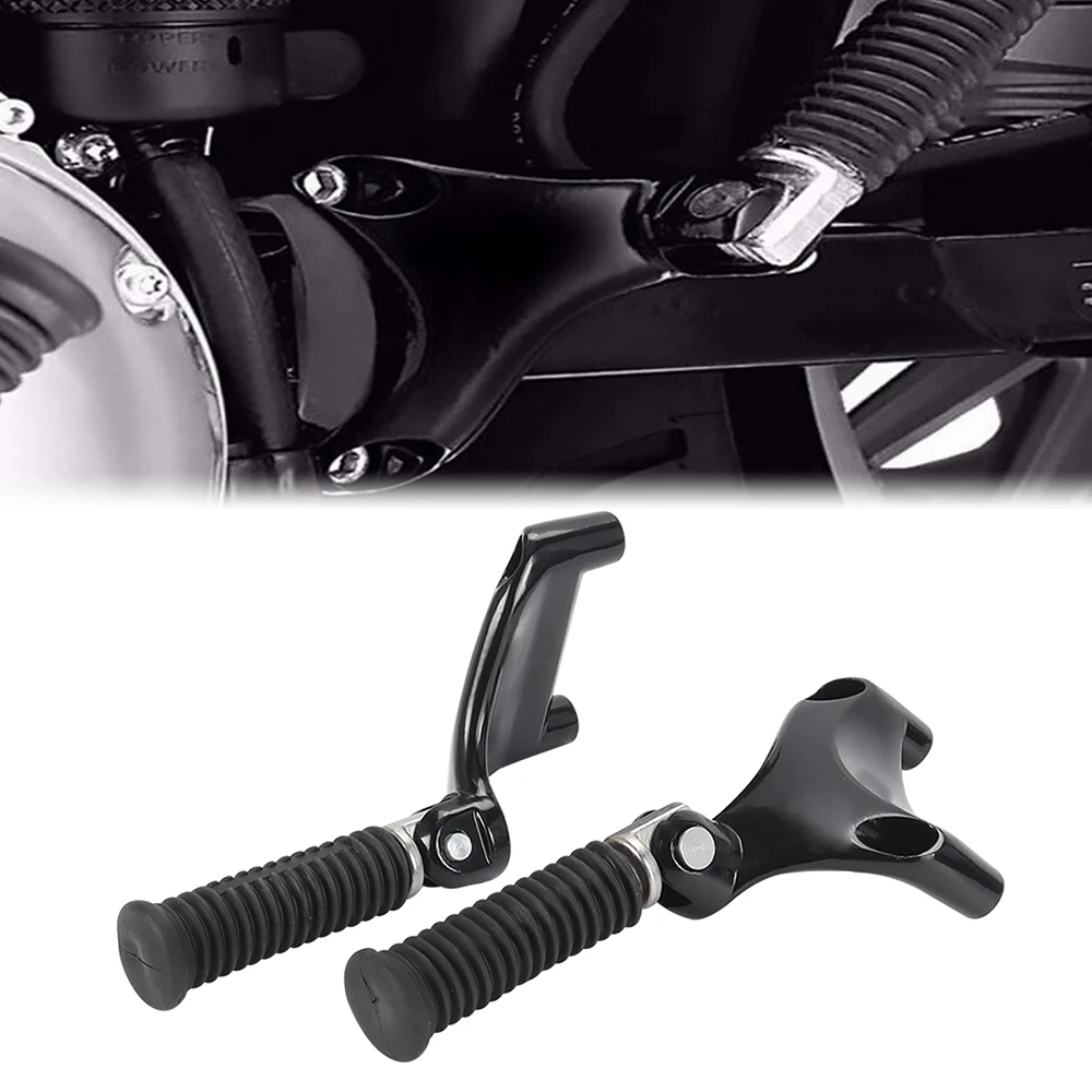 BlackMotorcycleFootrestRearPassengerFootPegsMountPedalFor