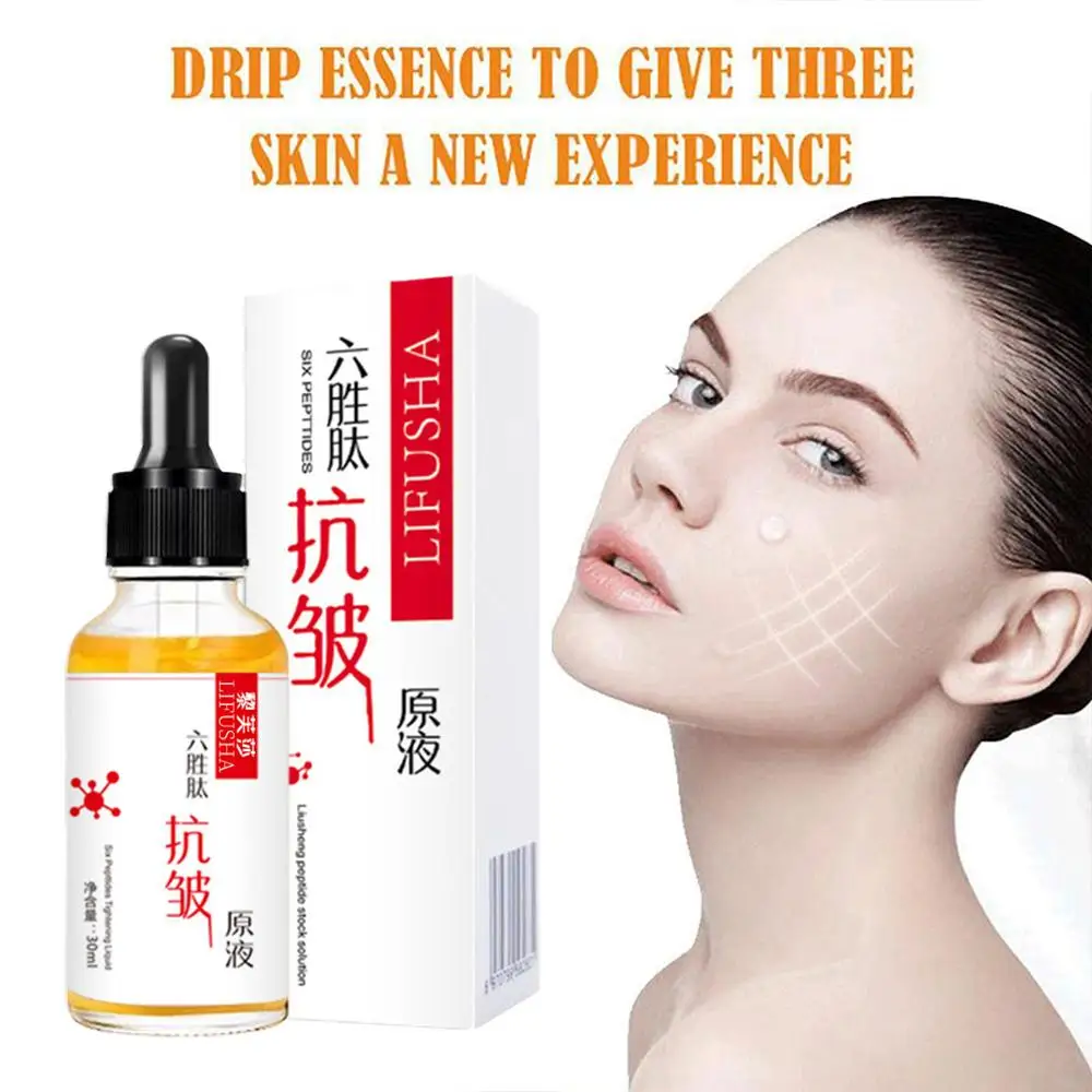 

30ml Women Face Serum Six Peptides Wrinkle Firming Liquid Fine Anti-Aging Fade Beauty Skin Smooth Essence Lifting Lines Fac F3M2