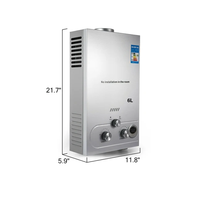 6L LPG Propane Gas Stainless Tankless Instant Hot Water Heater Boiler
