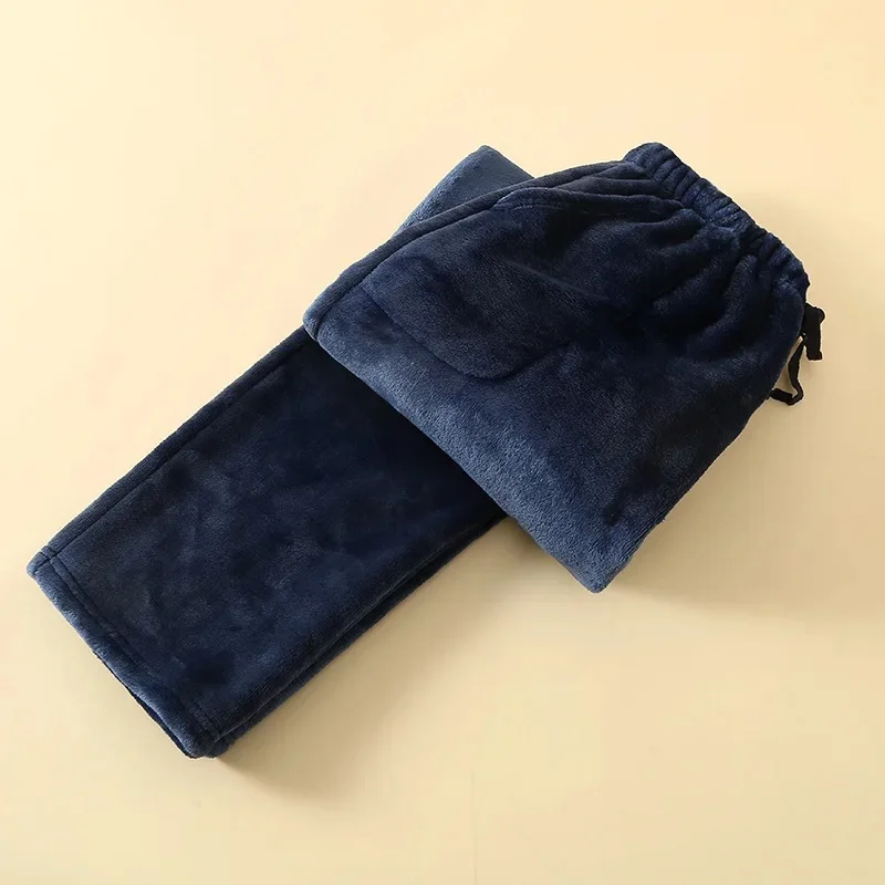 두꺼운 플란넬 잠옷 바지 남성용 가을 겨울 플리스 안감 루즈 캐주얼 스트레이트 레그 홈 팬츠 헤비 웨이트