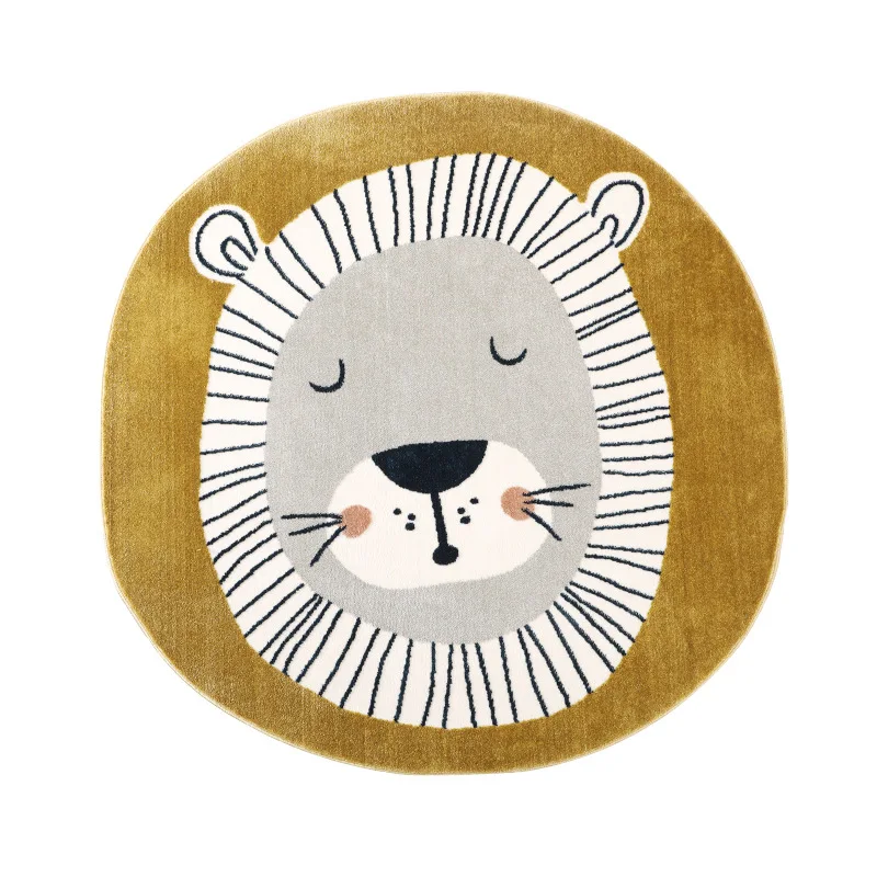 Cartoon Kids Carpet Round Cute Lion Rugs for Bedrooms INS Animal Game Floor Mat Aisle Home Decoration Kawaii Room Decor 4