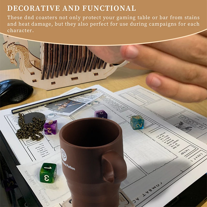 Class Coasters Set of 14 with Holder Hexagon Gaming Mug Mats Wooden Laser Engraved DND Classes Icons Gift 4