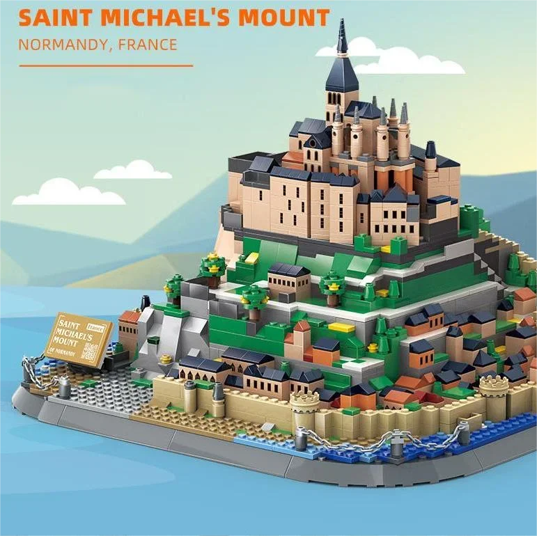 

World Famous France Catholic Holy Land Building Block Mont-Saint-Michel And Its Bay Model Brick Toy Collection For GIfts