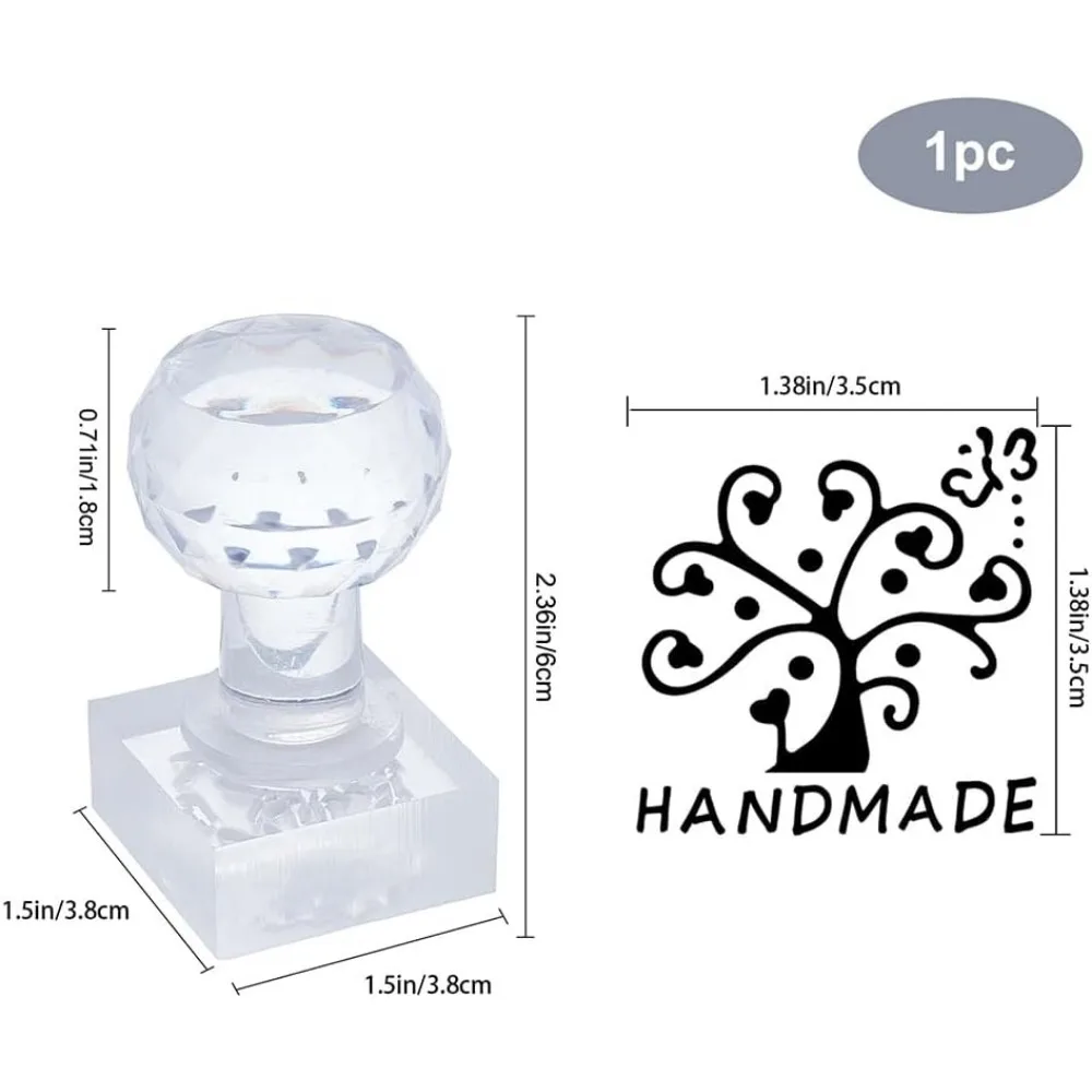 Handmade Soap Stamp Flower Acrylic Stamp with Handle Tree Soap Embossing Chapter Imprint for Handmade