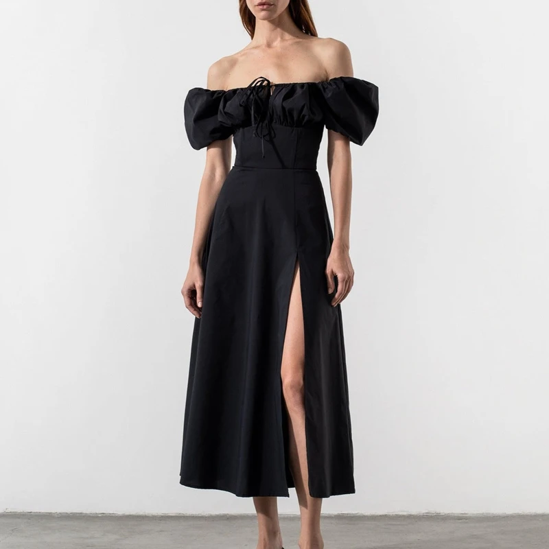 

Elegant Square Collar Spring Summer Dress Casual Beach Women Vintage Ruffles Boho Dress Robe Femme Dresses Vestidos