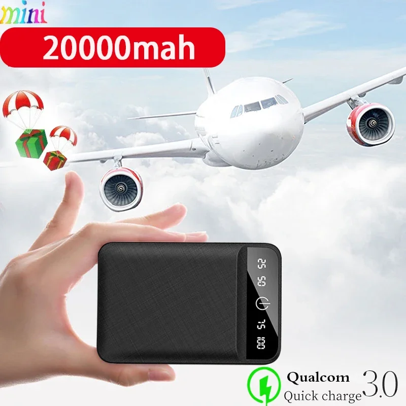 

Mini Power Bank Battery 20000mAh Portable Fast Charging Digital Display Dual USB Charger for iPhone,Xiaomi,Huawei