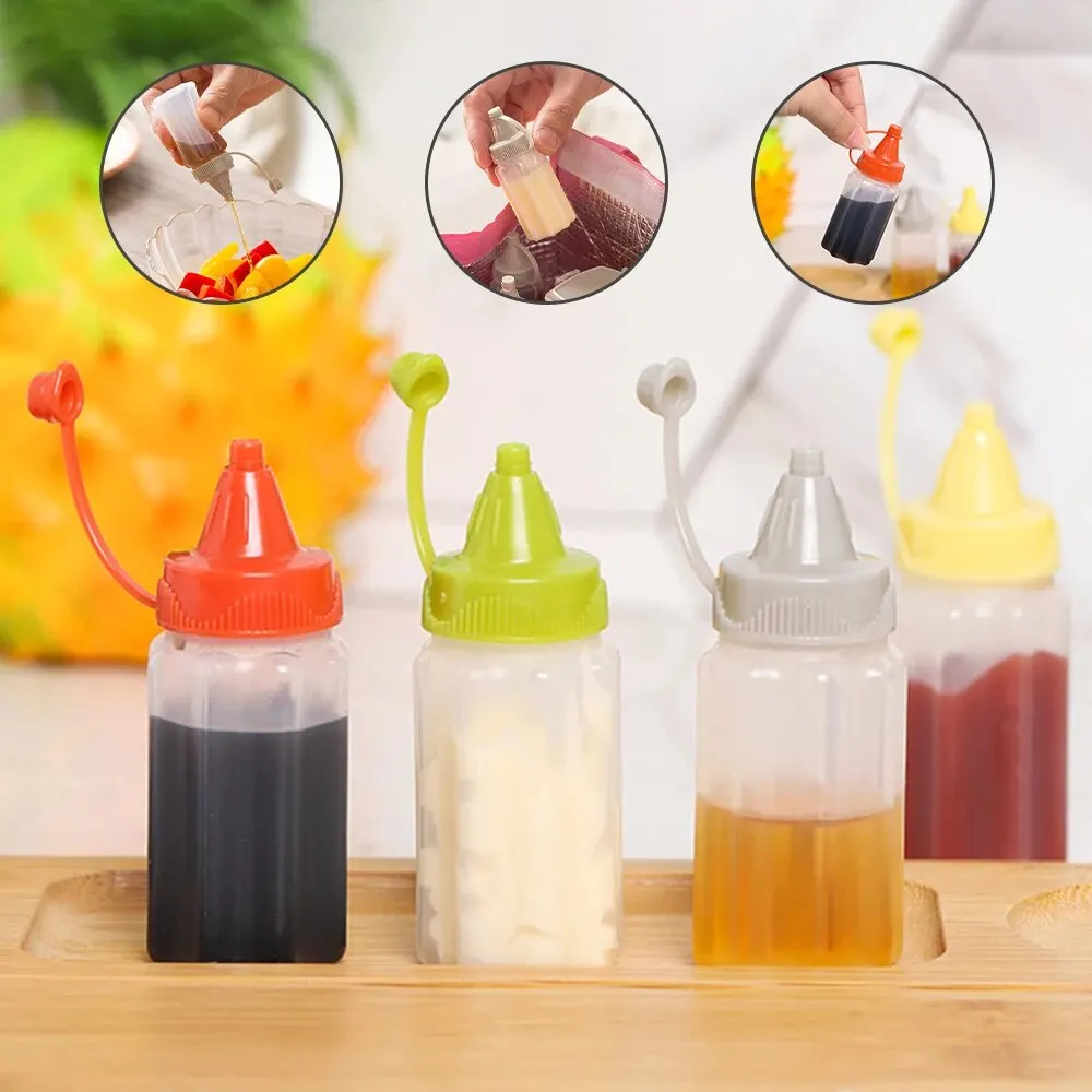 Condiment Squeeze Bottle 4PCS Kitchen Sauce Vinegar Portable Outdoor Barbecue Picnic