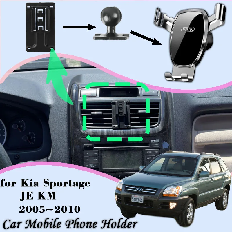 

Car Mobile Phone Holder For Kia Sportage JE KM 2005~2010 360° Rotating GPS Navigation Bracket Gravity Mount Stand Accessories