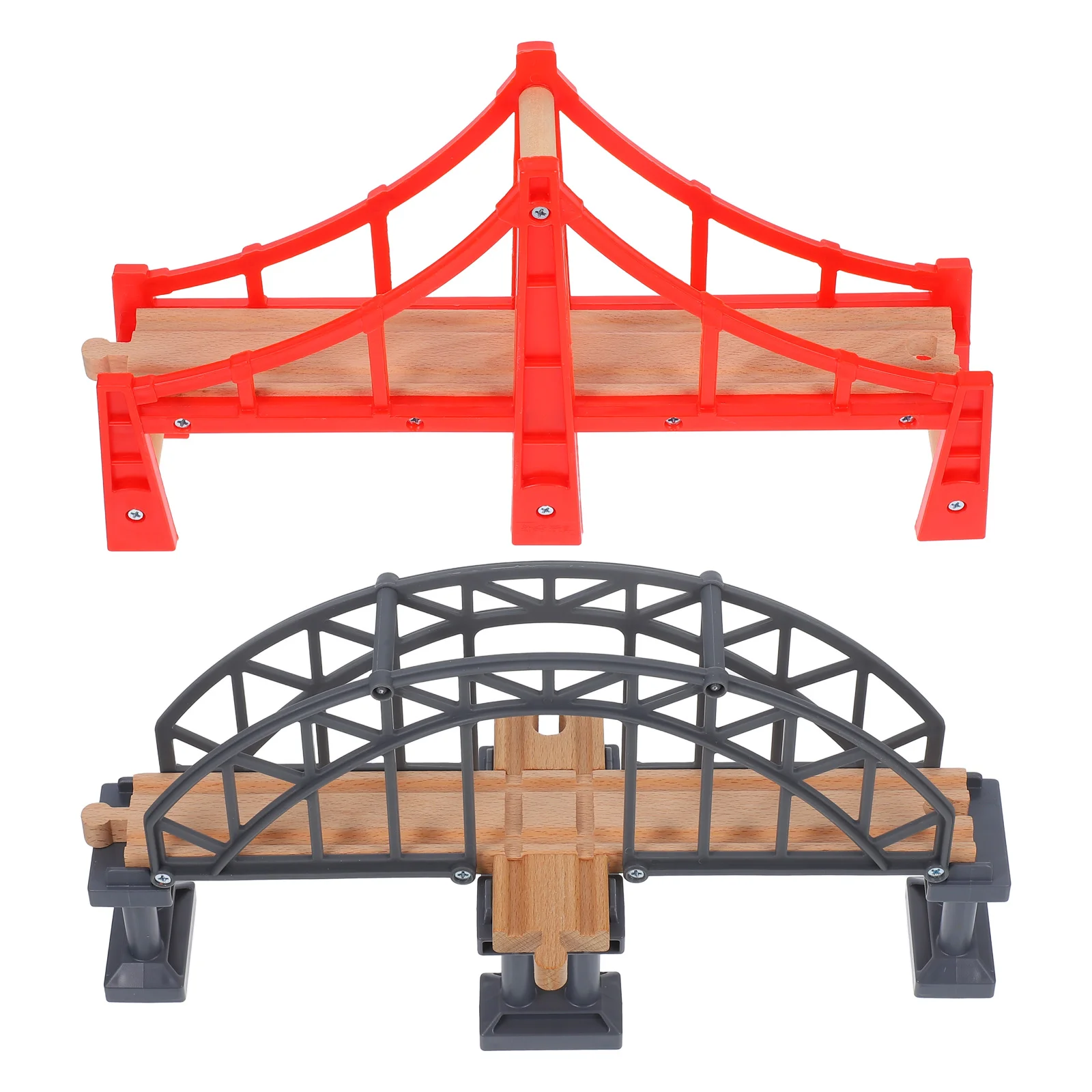2 Pcs Train Track Toddler Accessories Toy Props Suspension Plastic Scene Tracks Wood Railway Cross