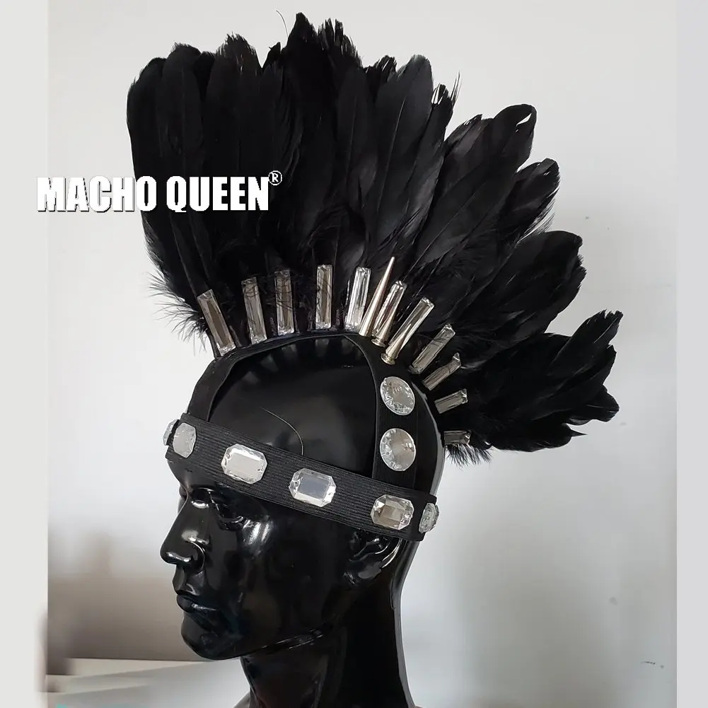 Burning Man Black Feather Head Piece Costume Gogo Samba Dance Headdress