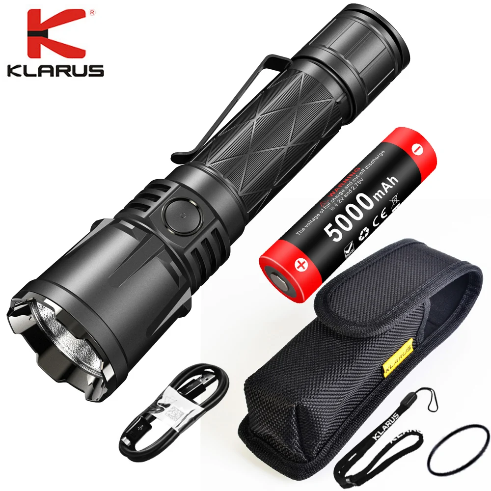 KLARUS XT21X PRO Tactical Flashlight 4400 Lumens Beam Throw 336 Meter USB-C Rechargeable Torch Search Law Enforcement Light