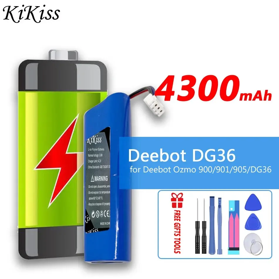 

KiKiss Battery 4300mAh for Ecovacs Deebot Ozmo 900/901/905/920/930/937 DG36 DG70 DG3G Replacement Bateria