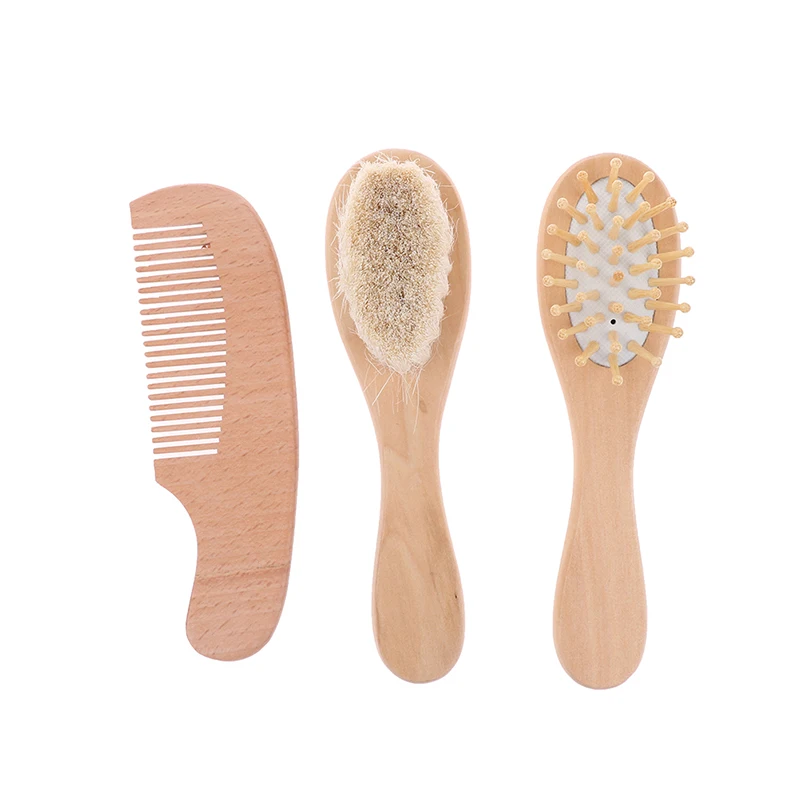 

Hair Comb Set Wooden Handle Natural Soft Wool Brush Head Wooden Handle Head Comfort Massager