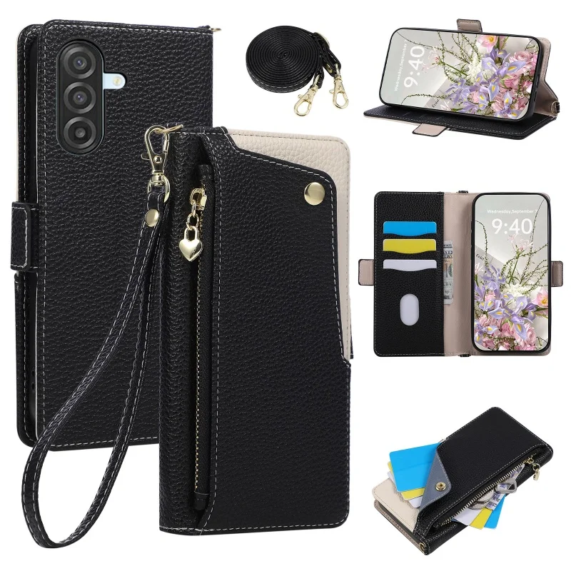 Crossbody Leather Wallet Phone Case with Card Holder Slots