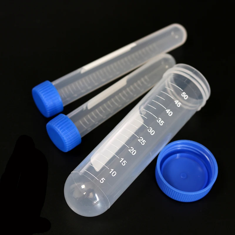 Screw Blue Cap Round Bottom Centrifugal Test Tube 50ML/15ML/10ML Laboratory Sample Analysis Bottle Reagent Bottle 10pcs plastic test tubes centrifuge tube