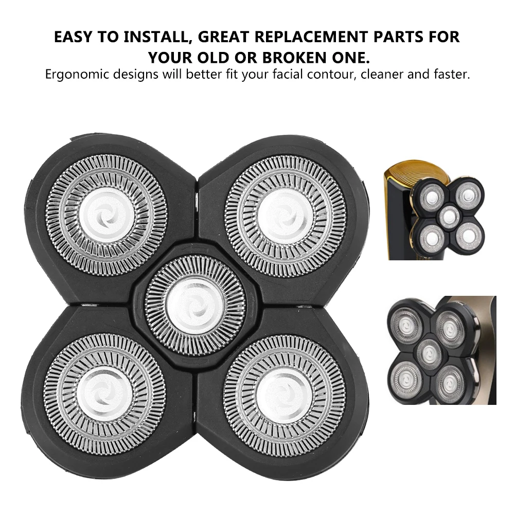 Electric Beard Shaver 5 Blade Rotating Head Waterproof Accessory Replacement Waterproof Shaver Blade Electric Shaver Replacement