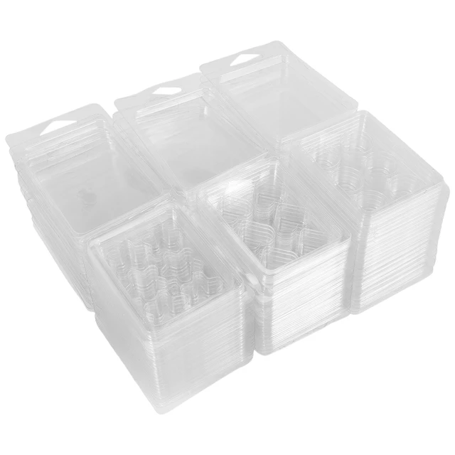 100 Pack Wax Melt Containers with 6 Cavity Clear Plastic Wax Melt Clamshell  f