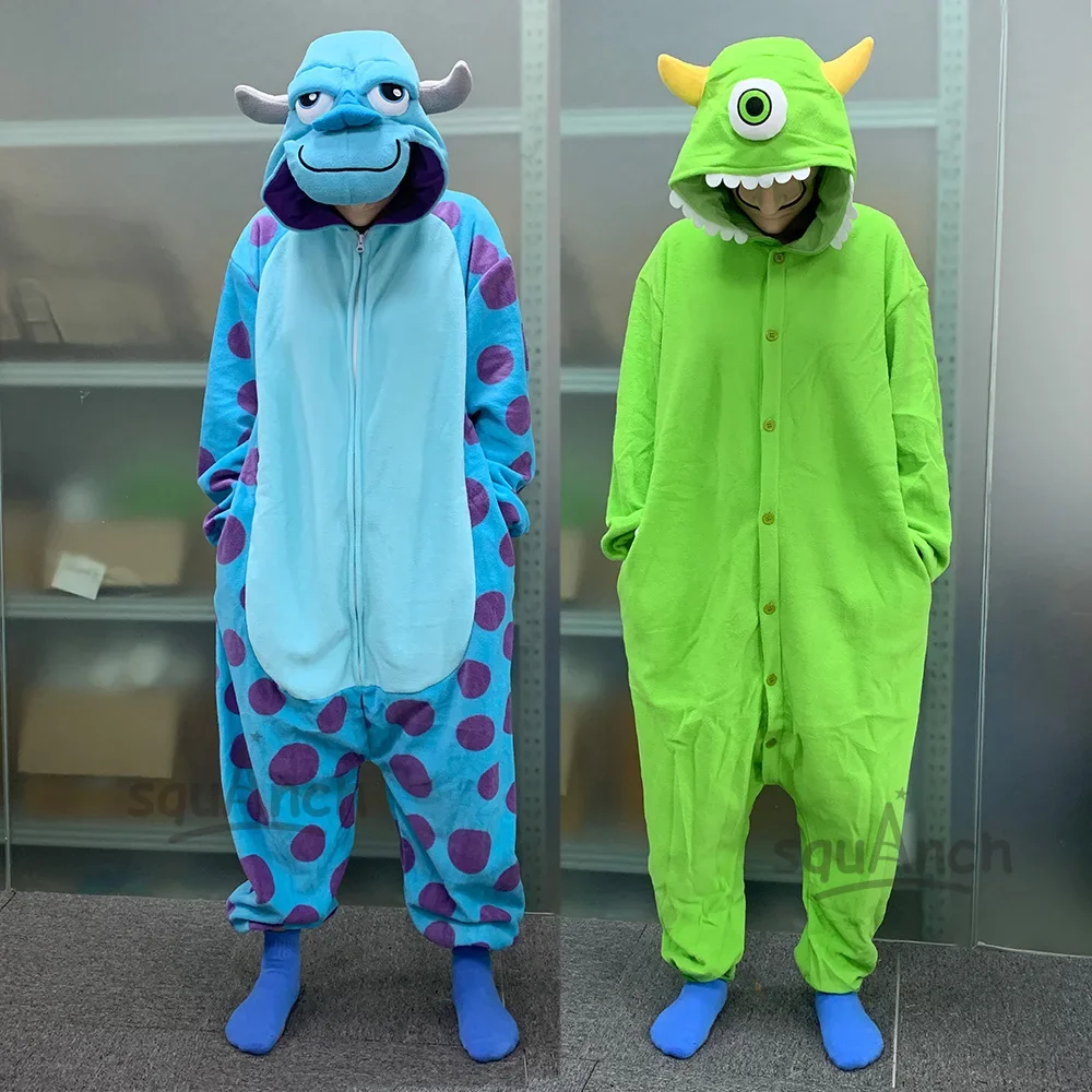 fermeture &eacute;clair pour hommes et femmes, grenouill&egrave;res avec boutons Mike, pyjama Anime Monster Kigurumi Halloween pour couple