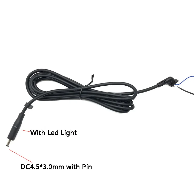 130W Copper DC Tip Plug Connector Cord Cable for Dell HP Laptop Charger Adapter black Pin 4.5*3.0mm with Led Light 1.8M