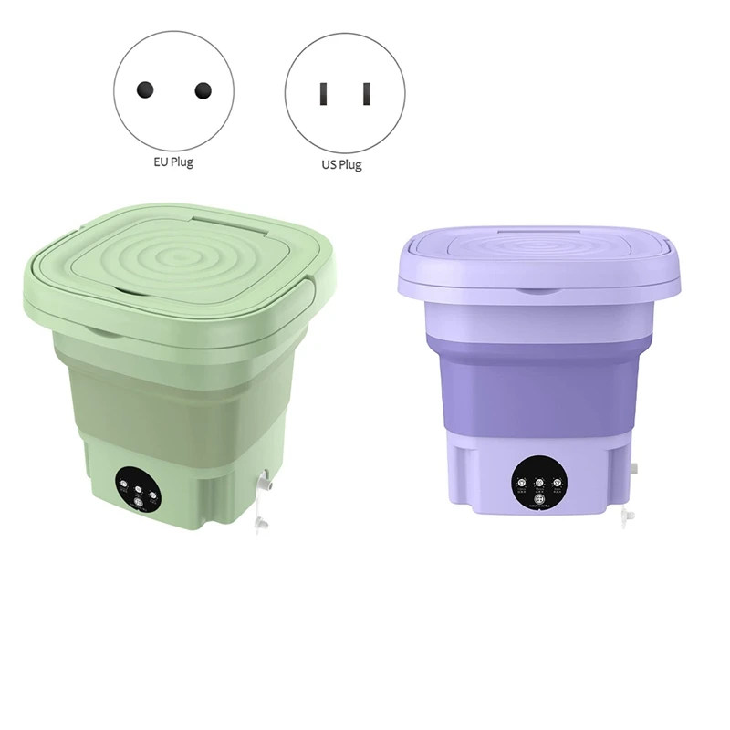 1 Pz Pieghevole Mini Lavatrice Sterilizzazione Asciugatrice Lavatrice Per Vestiti Eu Plug Green