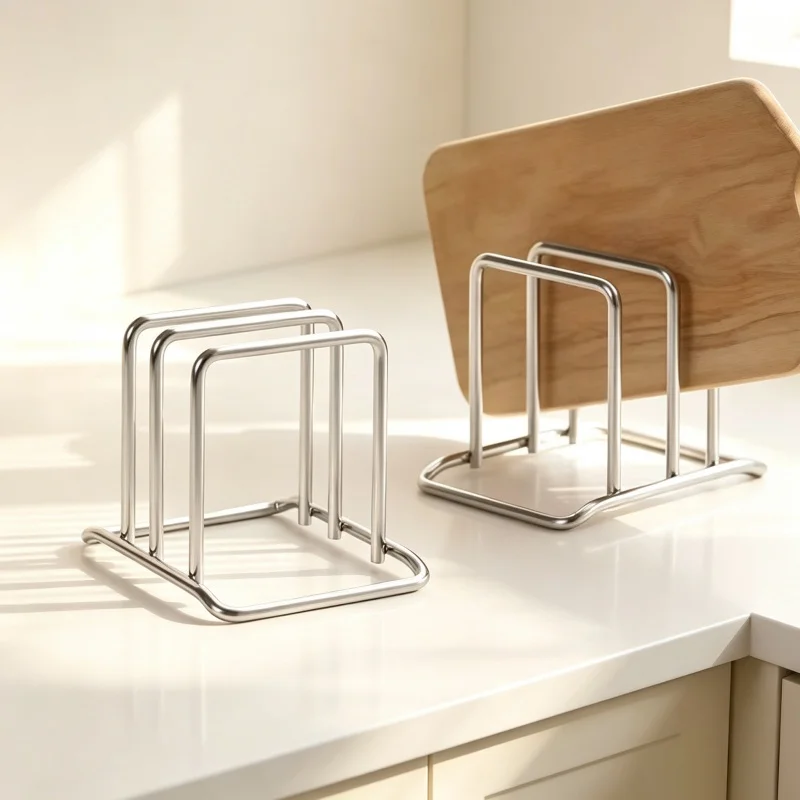 Porta Taglieri da Cucina in Acciaio Inossidabile con Combinazione Coperchio e Tagliere, Salvaspazio, Organizzatore Domestico