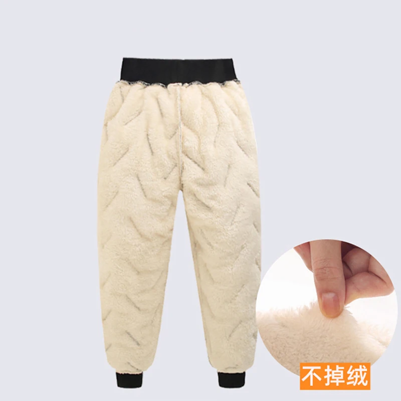 Boys Pants Children Cotton Winter Thickened Lamb Wool Warm Plush Casual