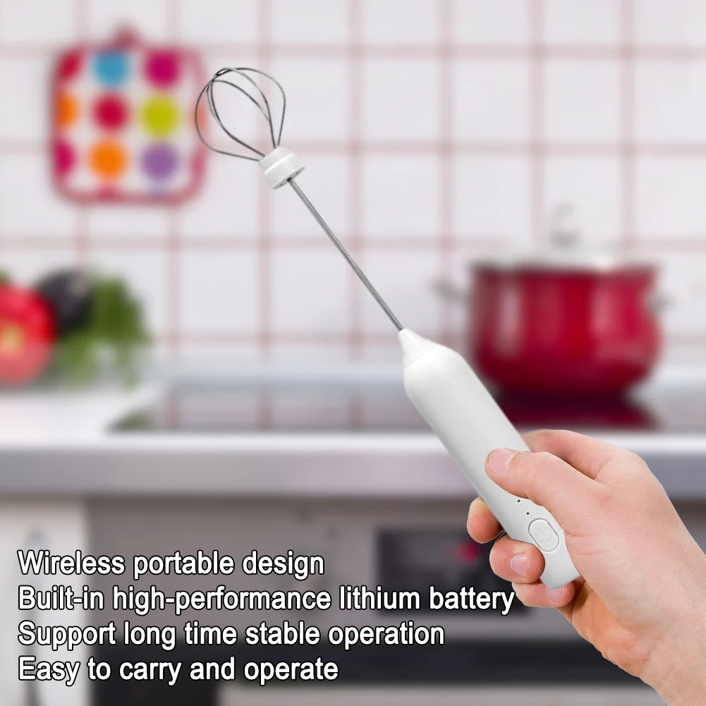Wireless Egg Beater USB Charging Portable Milk Frother 3 Gears Handheld Foam Maker Coffee Whisk Mixer for Kitchen Cooking 3