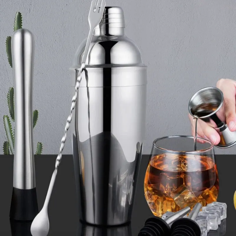 6pcs Cocktail Shaker Set Stainless Steel Mixer Ice Breaker