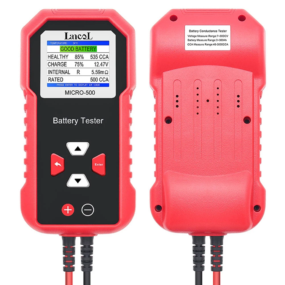 12V Car Battery Tester  Lancol Micro 500 40-3000 CCA Lithium Battery Test Lead Acid Battery Analyzer LED Display 3