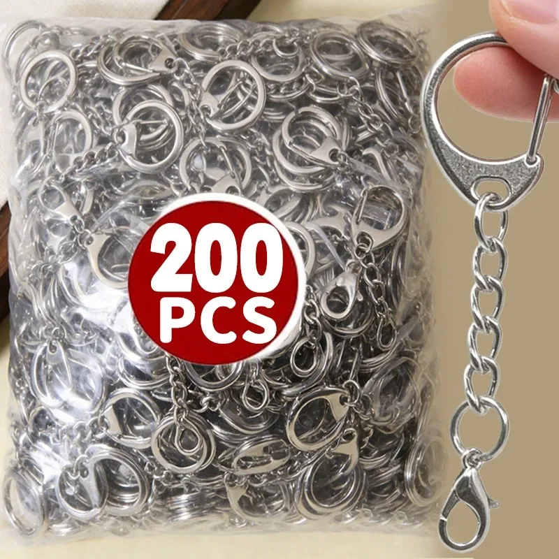 200/10개입 로브스터 클래스프 키링 D형 체인 클래스프 커넥터 훅 DIY 쥬얼리 제작용 키체인 펜던트