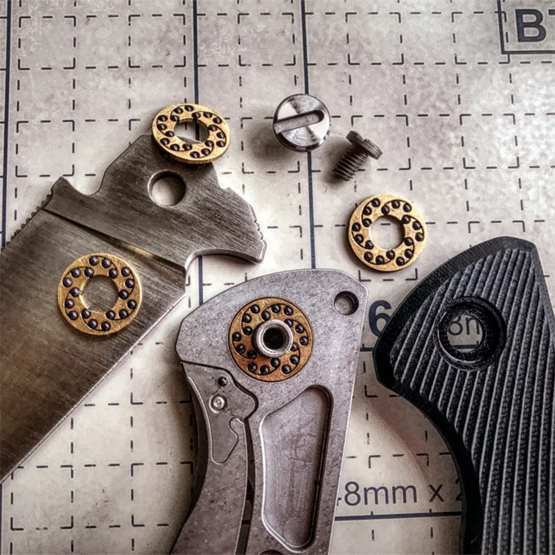 4pcslotBrassFrameFoldingKnifeQuickOpenFlipperBearingsWashers