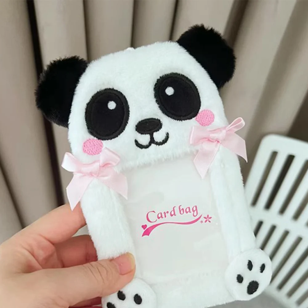 Plush Card Case Panda Card Case Durable Photocard Holder Students Stationery Card Protective Cover INS Cute Cartoon Decorative