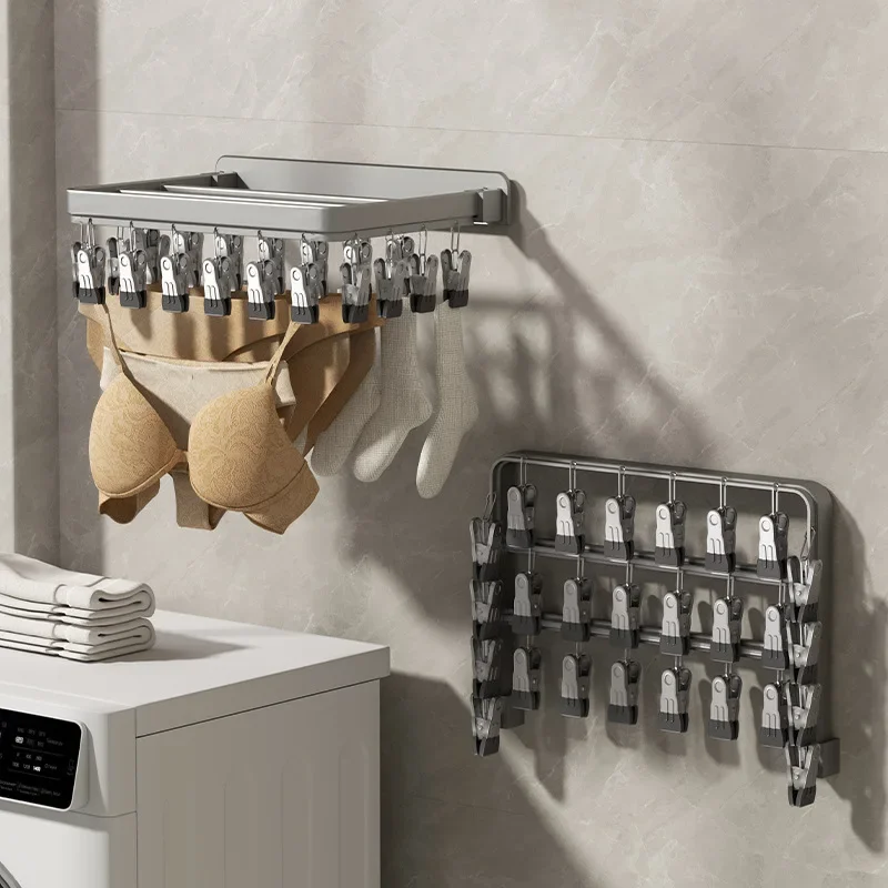 

Multi-Clamp Drying Rack without Punching Sun Underwear Folding Household Multi-functional Sandals Balcony Drying Rack Gods