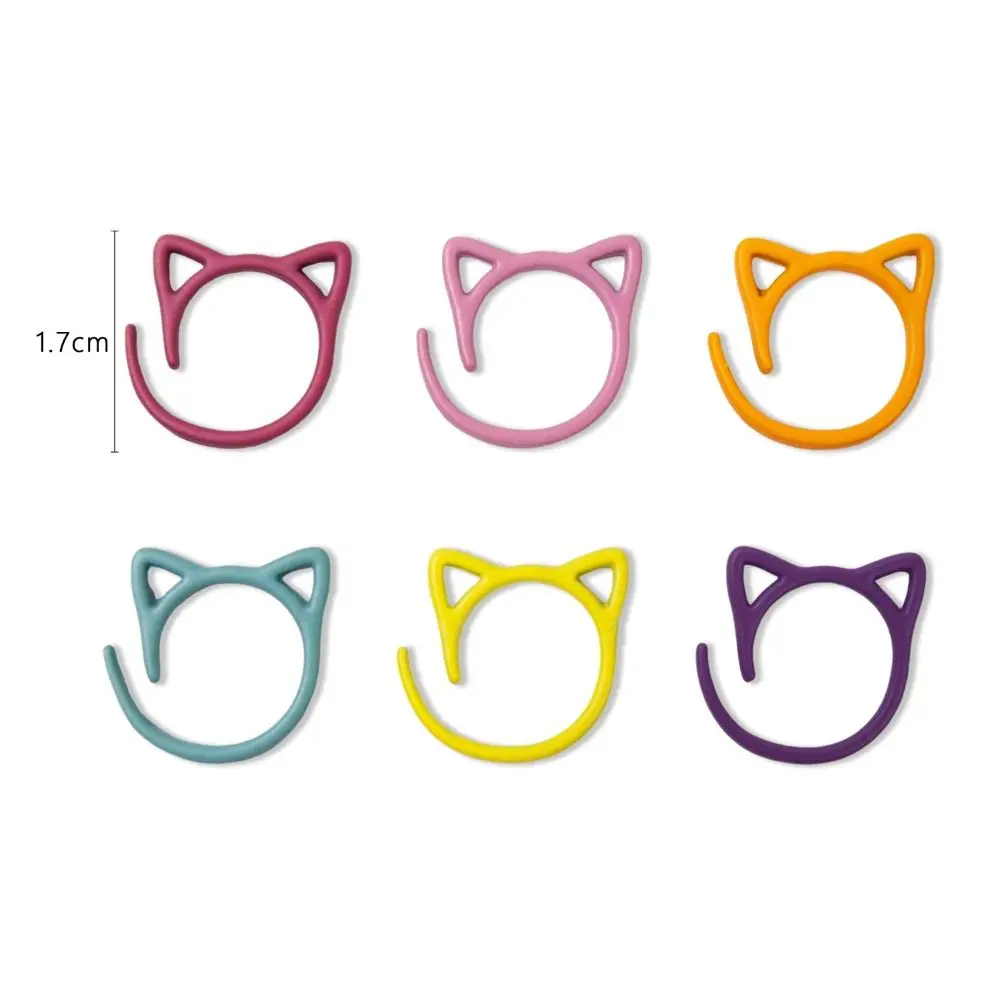 24Pcs Creative Cute Cat Ear Shaped Crochet Stitching Markers Metal Knitting Stitch Markers Locking Ring Accessory Sewing Supply