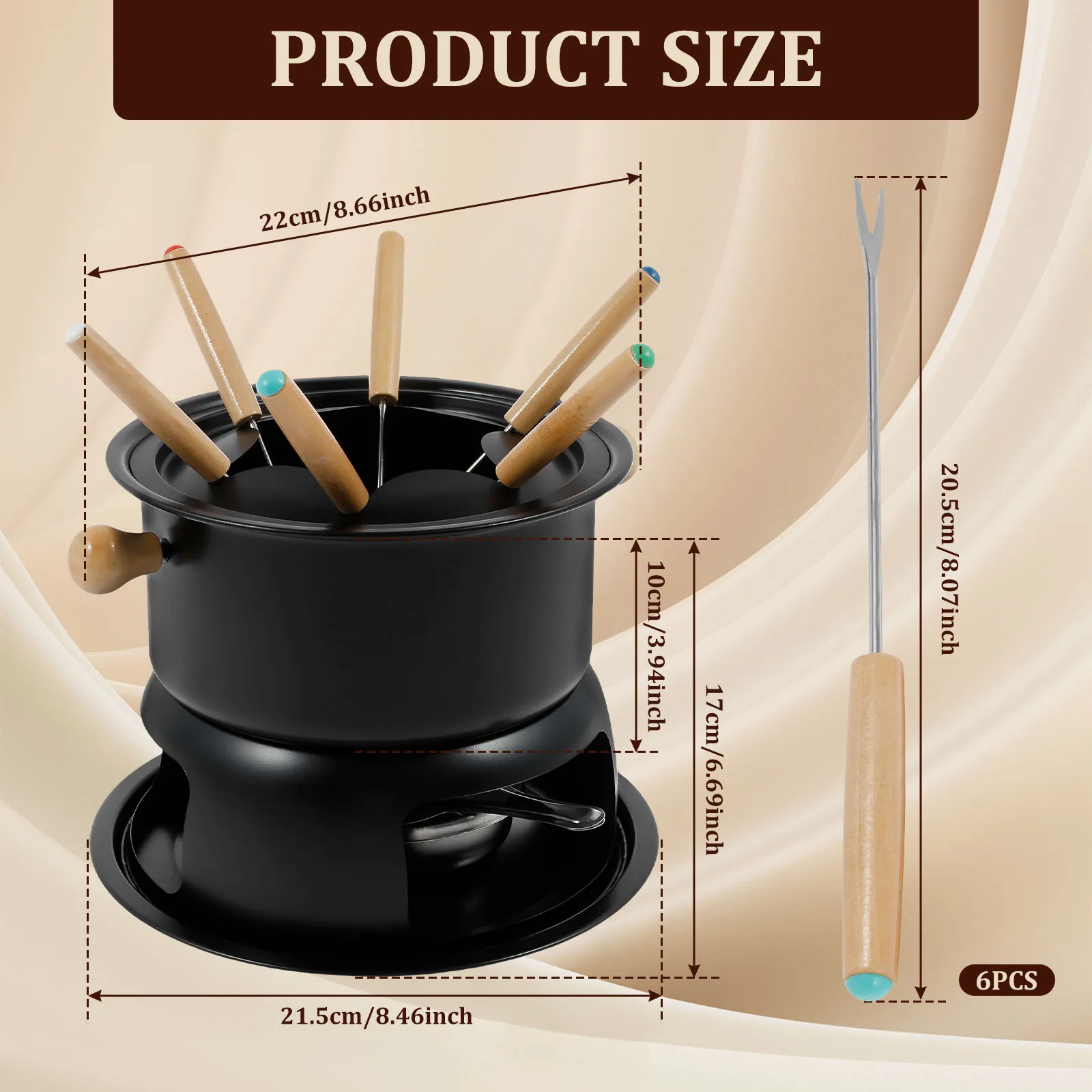 Cheese Chocolates Fondue Versatile Fondue Melting Pot Kit Stainless Steel Pot Set Even Heating Cooking Hot