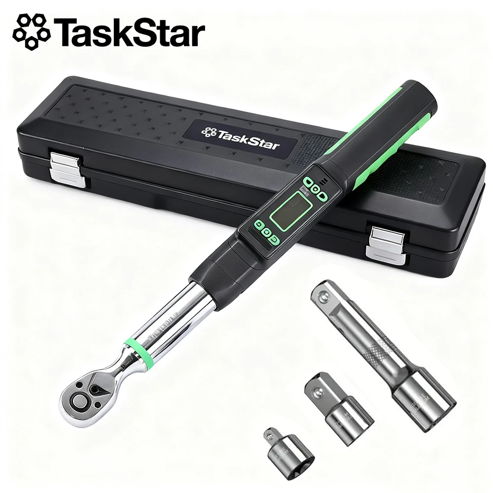 Clé dynamométrique numérique TaskStar, embout 3/8 pouces, précision de ±2 %, plage de 0 à 220 Nm / 0 à 162 ft-lbs,Kit de clé dynamométrique électrique portable avec écran LCD et adaptateurs 1/4 pouces / 1/2 pouces pour 1 Clé dynamométrique numérique TaskStar, embout 3/8 pouces, précision de ±2 %, plage de 0 à 220 Nm / 0 à 162 ft-lbs,Kit de clé dynamométrique électrique portable avec écran LCD et adaptateurs 1/4 pouces / 1/2 pouces pour 1